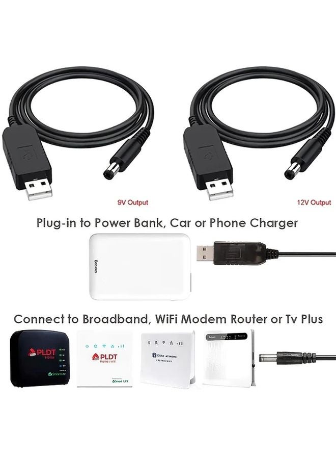 2 قطعة 9 فولت 12 فولت محول طاقة USB كابل DC 5.5x2.1 مم ذكر إلى USB A أنثى للراوتر التلفزيون - Image 5